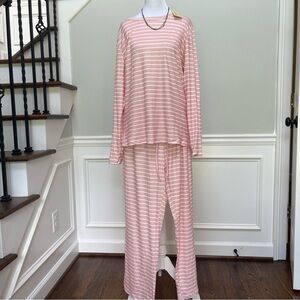 Ekoauer Pink Striped Pajama Set L
